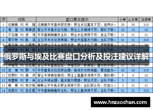俄罗斯与埃及比赛盘口分析及投注建议详解